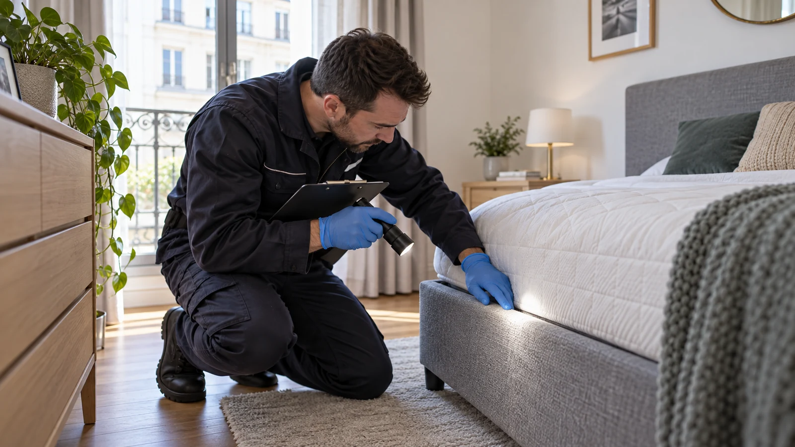 Contrôle d’une chambre après traitement des punaises de lit