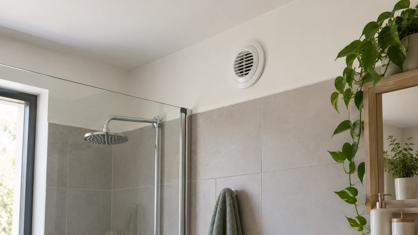 Bouche d’extraction VMC dans une salle de bains
