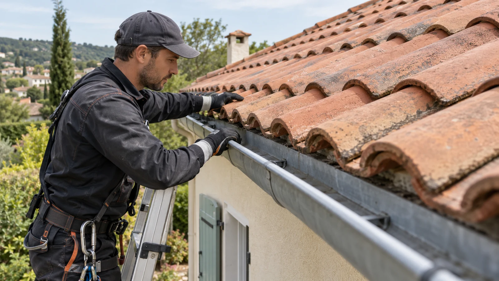 Contrôle des gouttières et rives après nettoyage de toiture