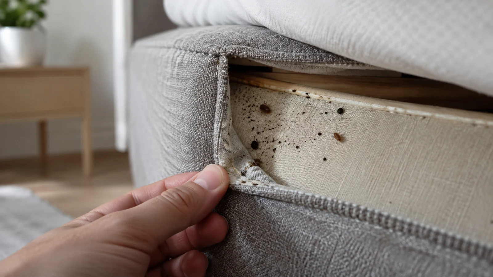 Traces possibles de punaises de lit sur un sommier
